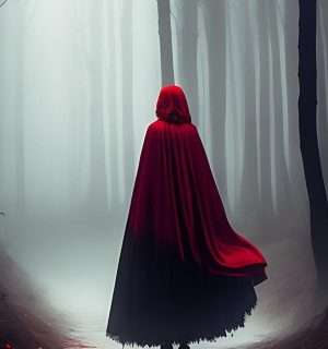Microrrelato, Otro cuento de hadas. Caperucita roja en un bosque oscuro.